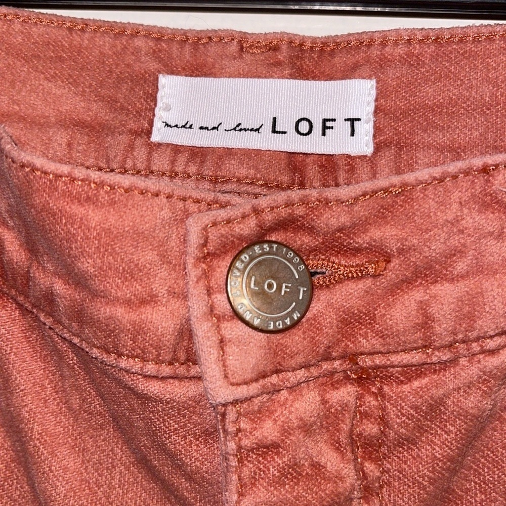 🌺LOFT  MADE & LOVED CORDUROY SOFT CORAL PANTS - Picture 3 of 5